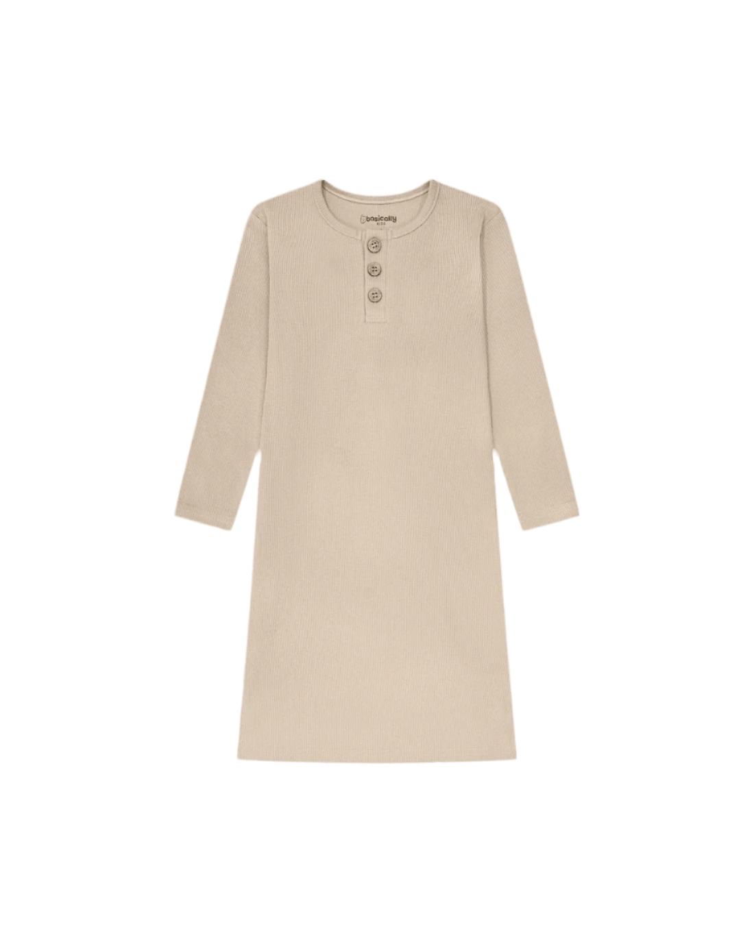 Button Ribbed Nightgown