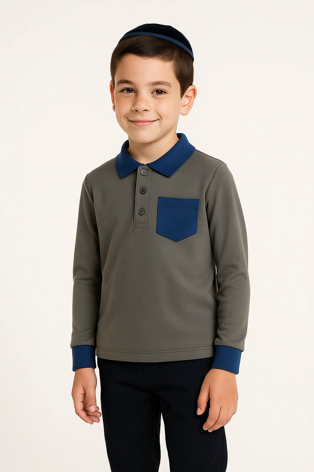 Boys Long Sleeve Pocket Polo
