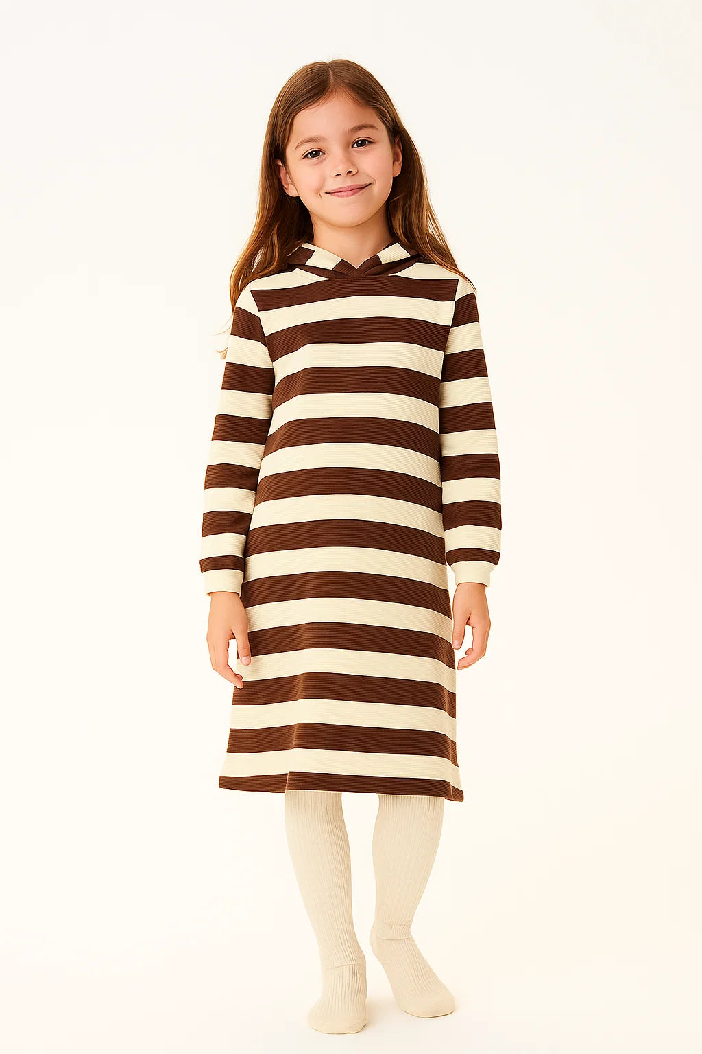 Girls Striped Hoodie Dress