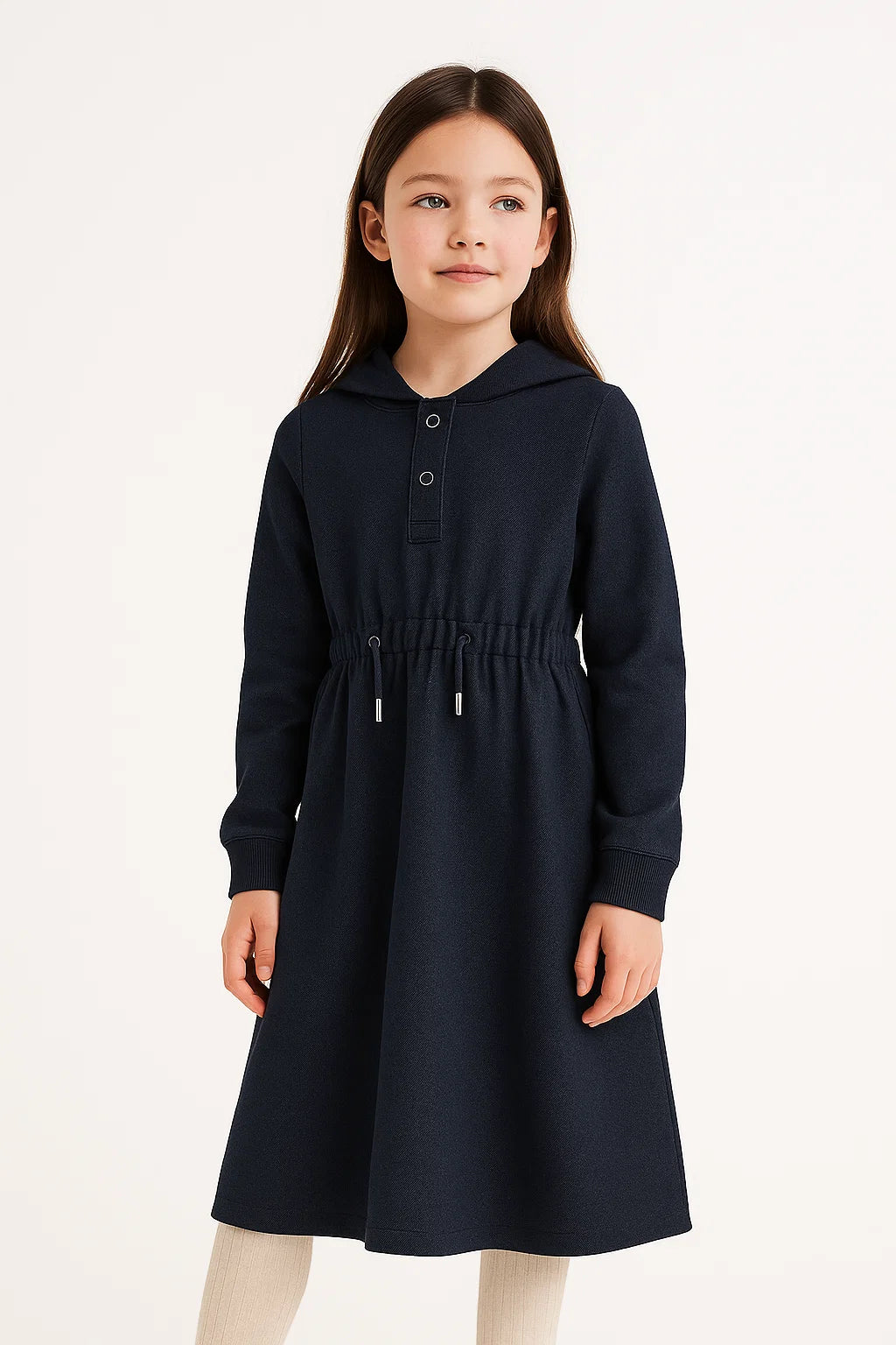Girls Stretch Denim Hoodie Dress