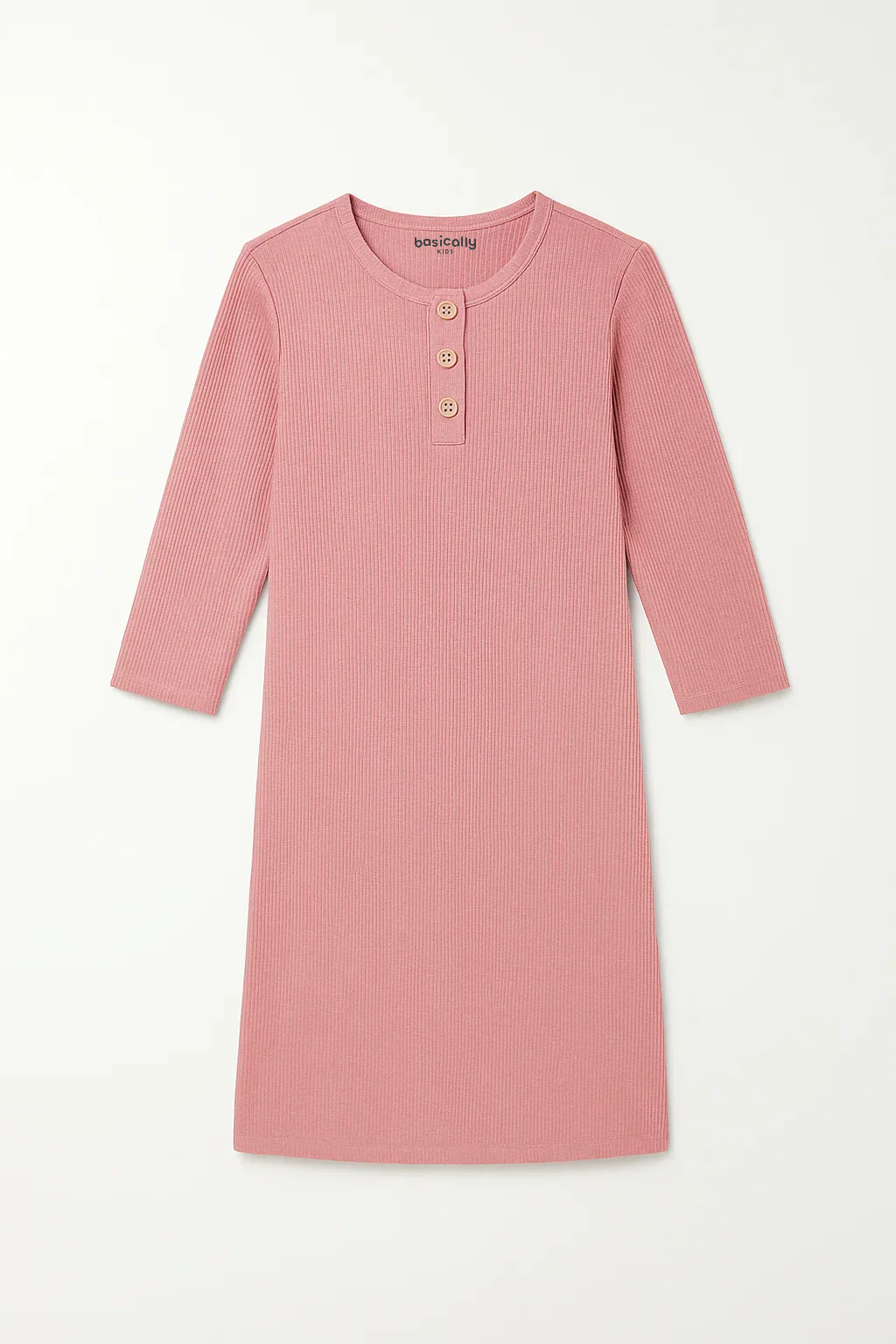 Button Ribbed Nightgown