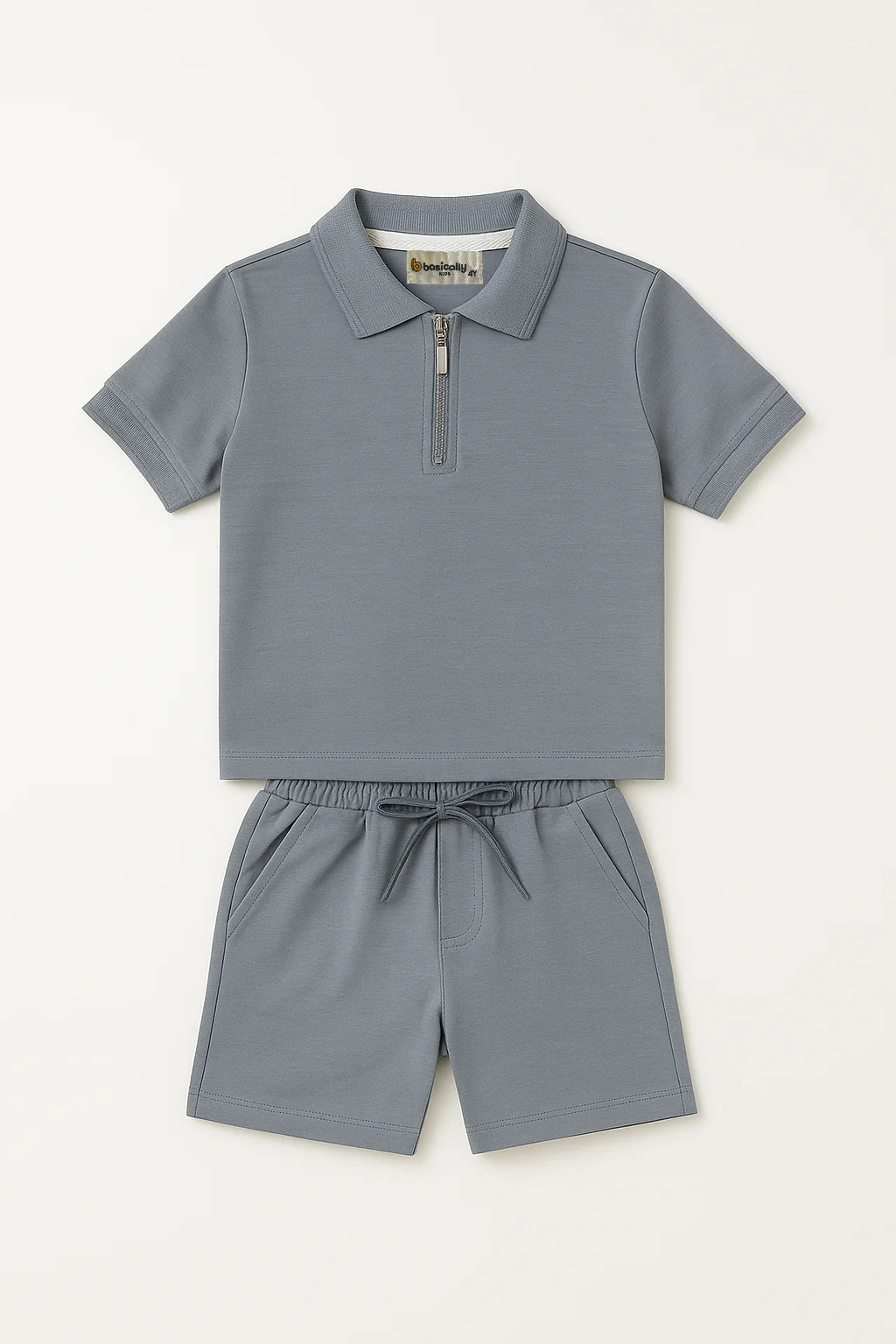 Zipper Polo & Shorts Set
