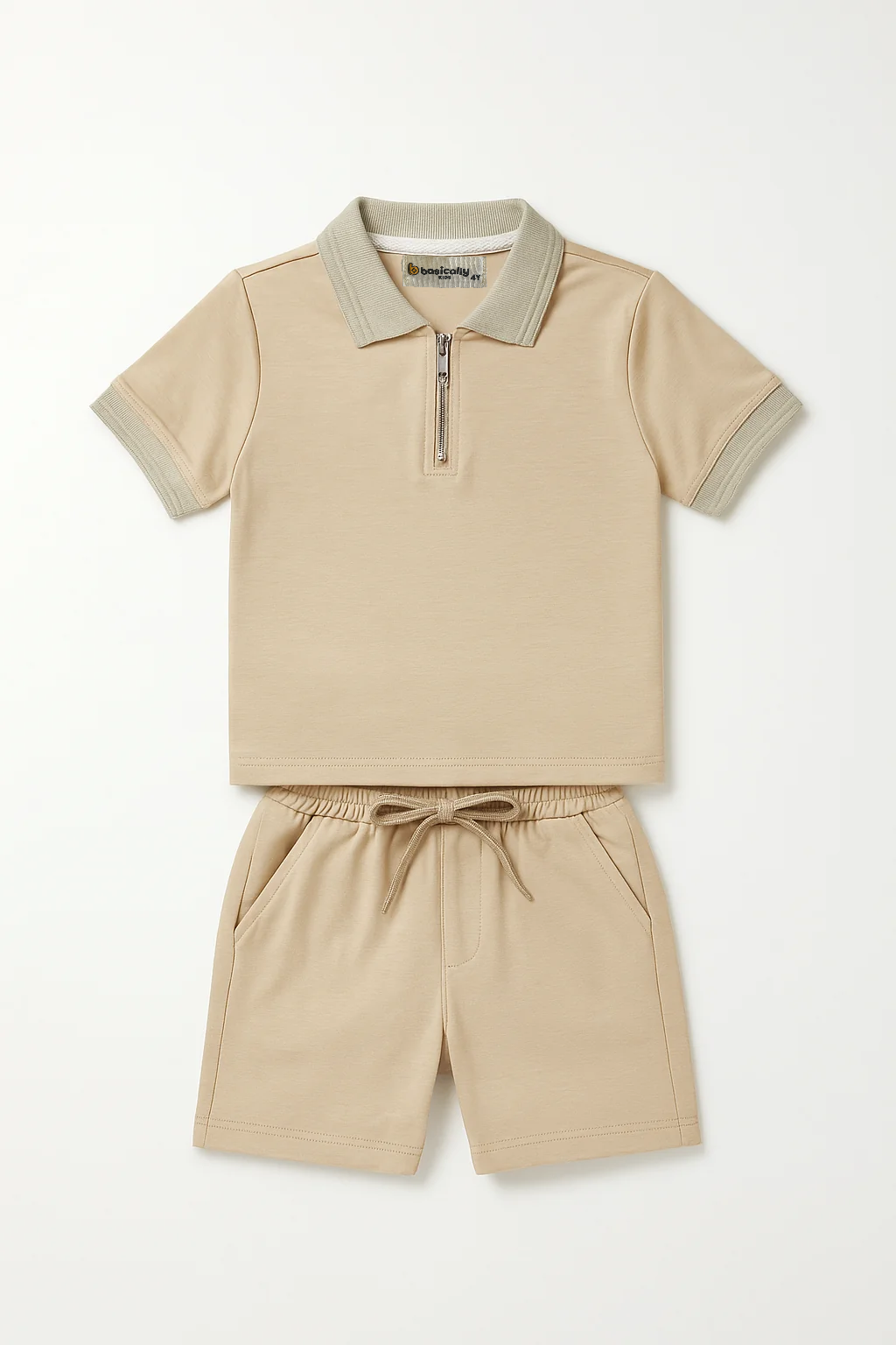 Zipper Polo & Shorts Set