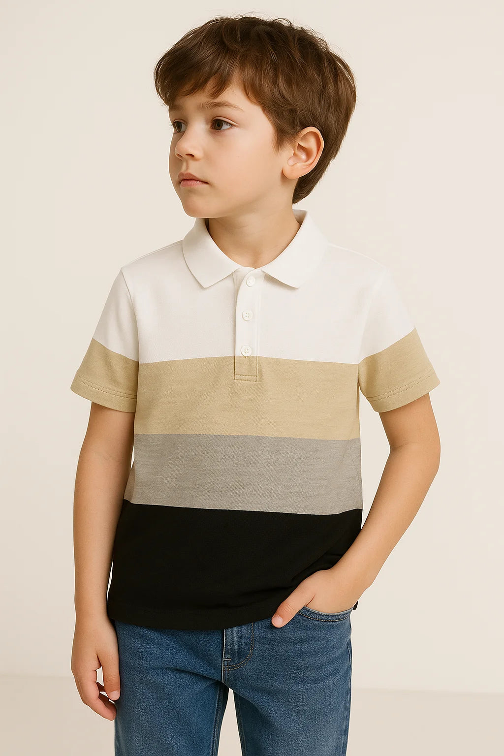Boys Colorblock Stripe Polo