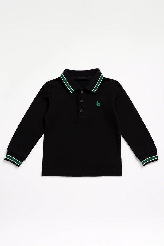 Boys Long Sleeve Striped Polo