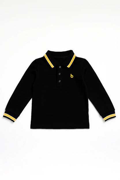 Boys Long Sleeve Striped Polo