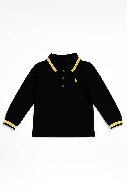 Boys Long Sleeve Striped Polo