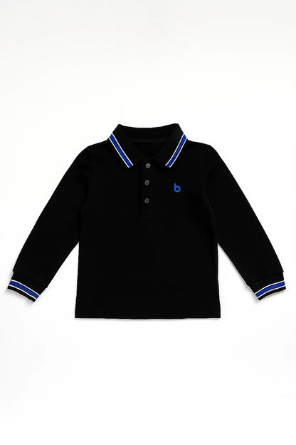 Boys Long Sleeve Striped Polo