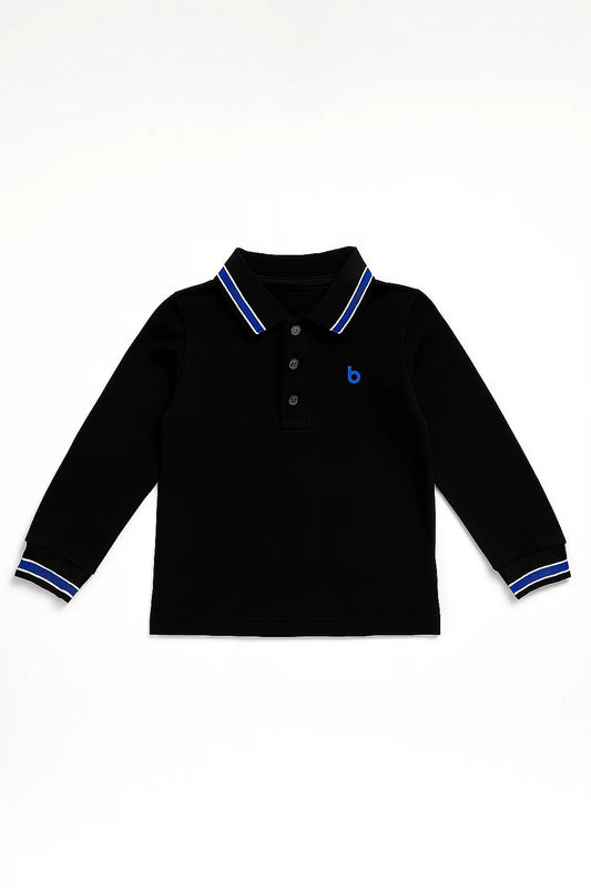 Boys Long Sleeve Striped Polo