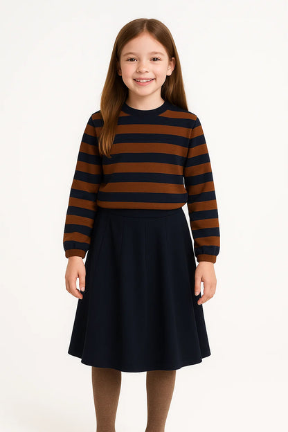 Girls Striped Crew