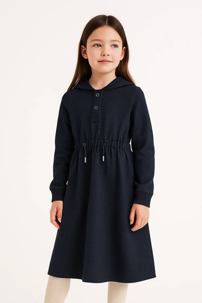 Girls Stretch Denim Hoodie Dress