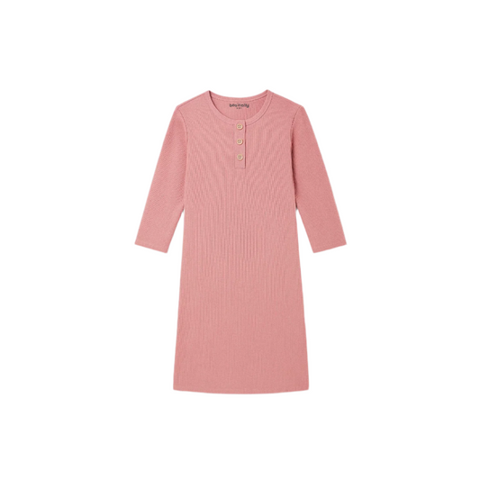 Girls Button Ribbed Nightgown