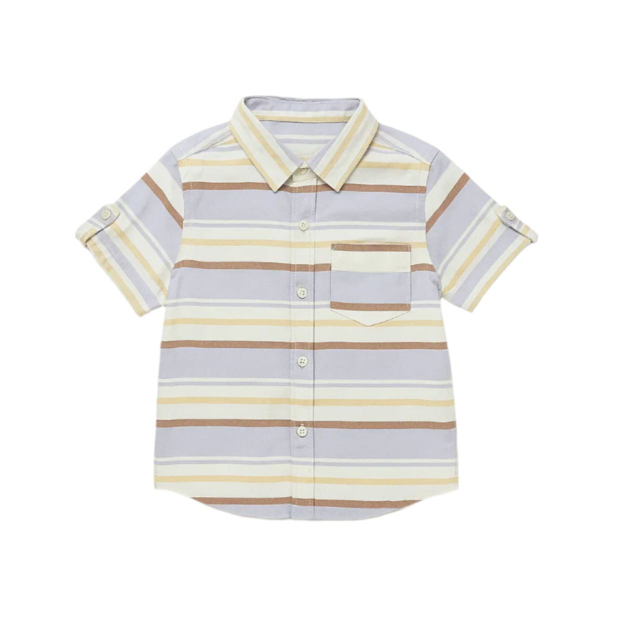 Boys Short Sleeve Striped Button-Down Shirt