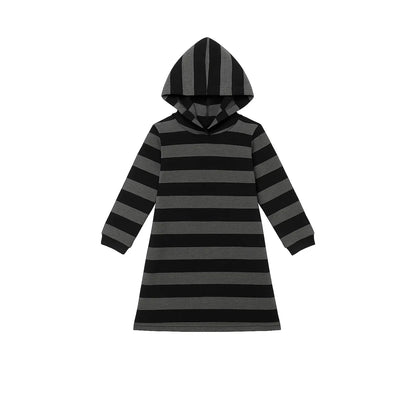 Girls Striped Hoodie Dress