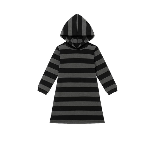 Girls Striped Hoodie Dress