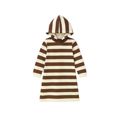 Girls Striped Hoodie Dress
