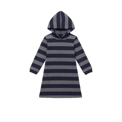 Girls Striped Hoodie Dress