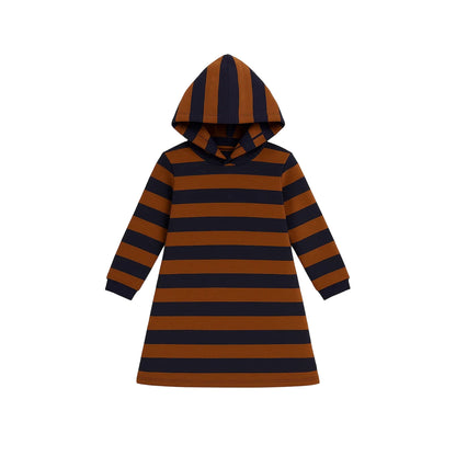 Girls Striped Hoodie Dress