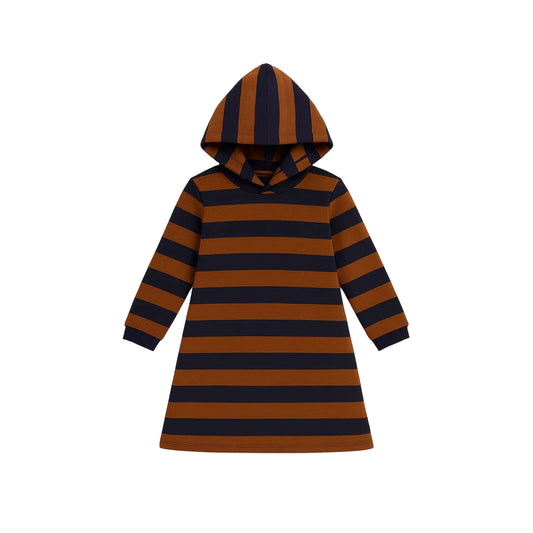 Girls Striped Hoodie Dress
