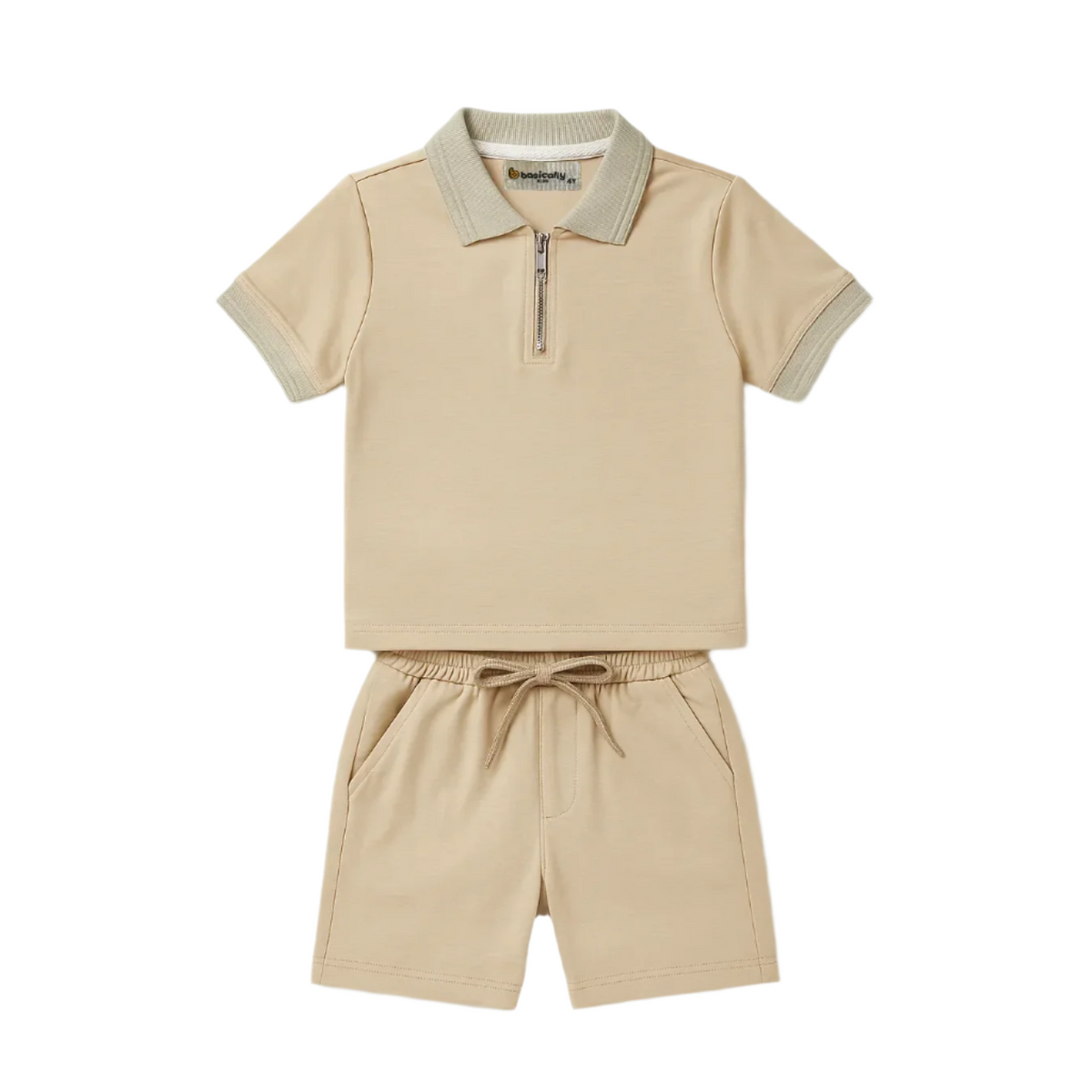 Zipper Polo & Shorts Set