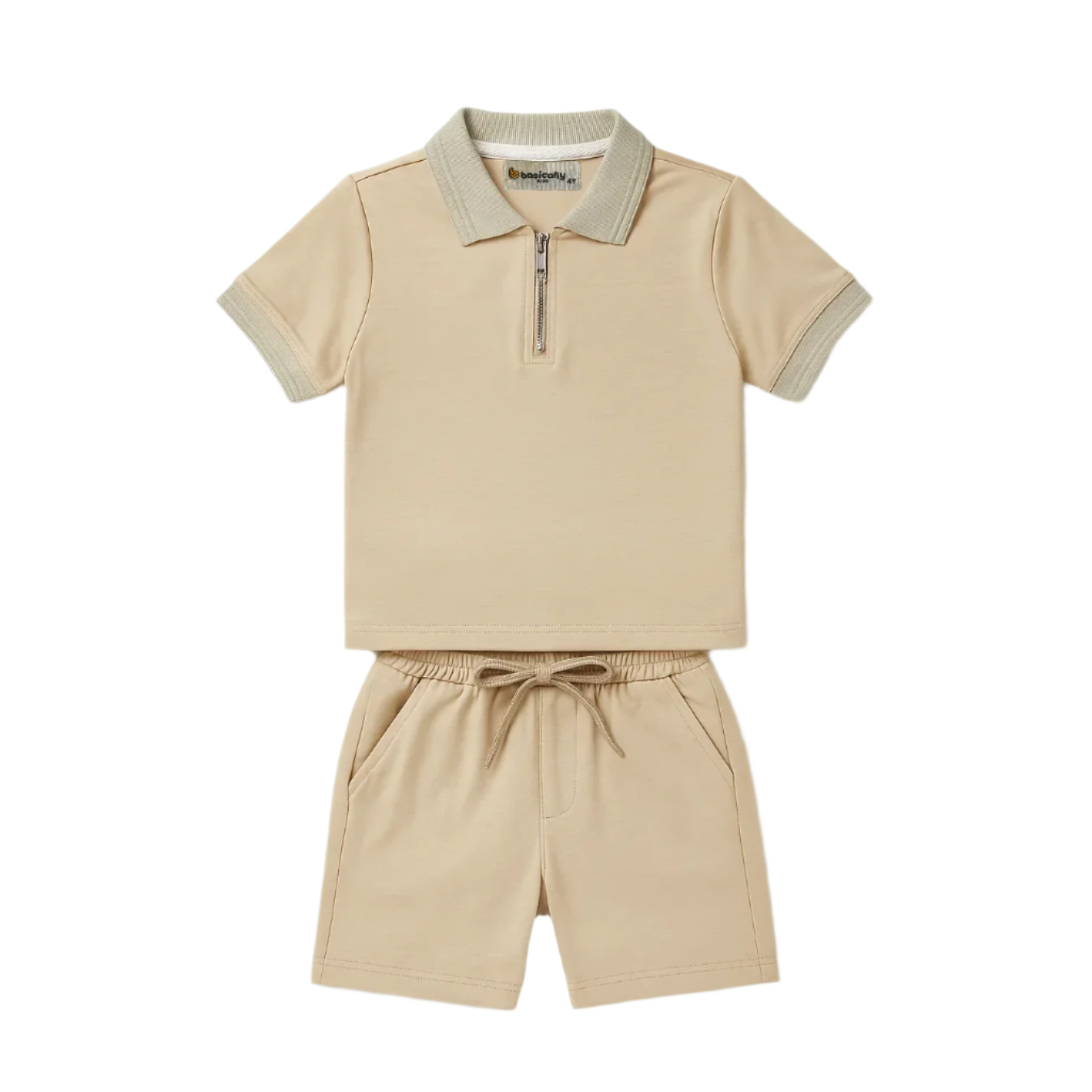 Zipper Polo & Shorts Set